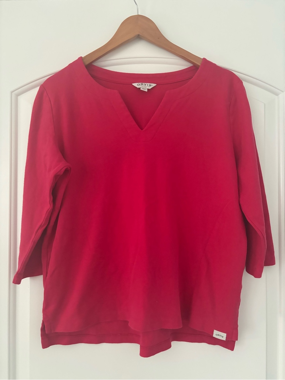 Orvis Classic Collection Women's 100% Pima Cotton Split Neck 3/4 Sleeve Top M